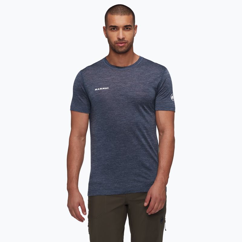 Mammut Tree Wool FL, maglietta da trekking da uomo, marina melange