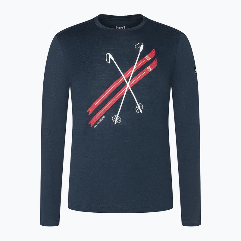 Maglia a maniche lunghe uomo super.natural Kryssede Ski blueberry/fresh white/high risk red 3