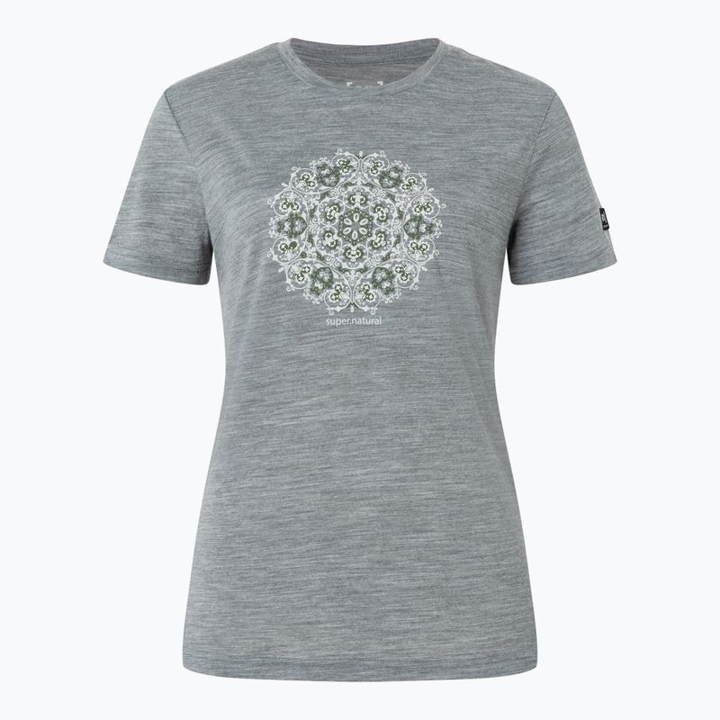 T-shirt donna super.natural Ornament Tee cashmere grey melange/leaf melange/white stone 4