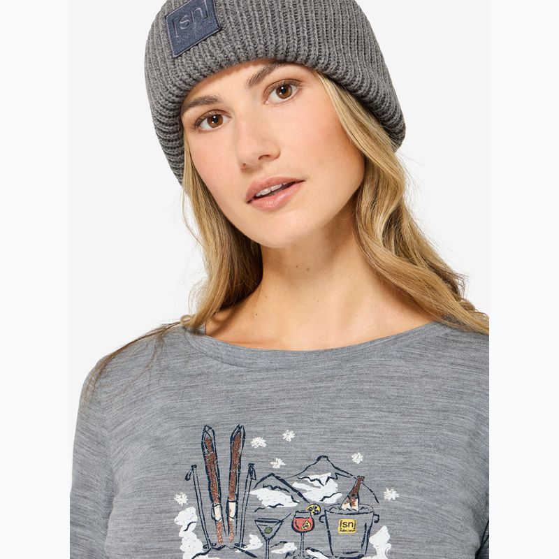 Longsleeve da donna super.natural Apres Ski cashmere grey melange/various 4