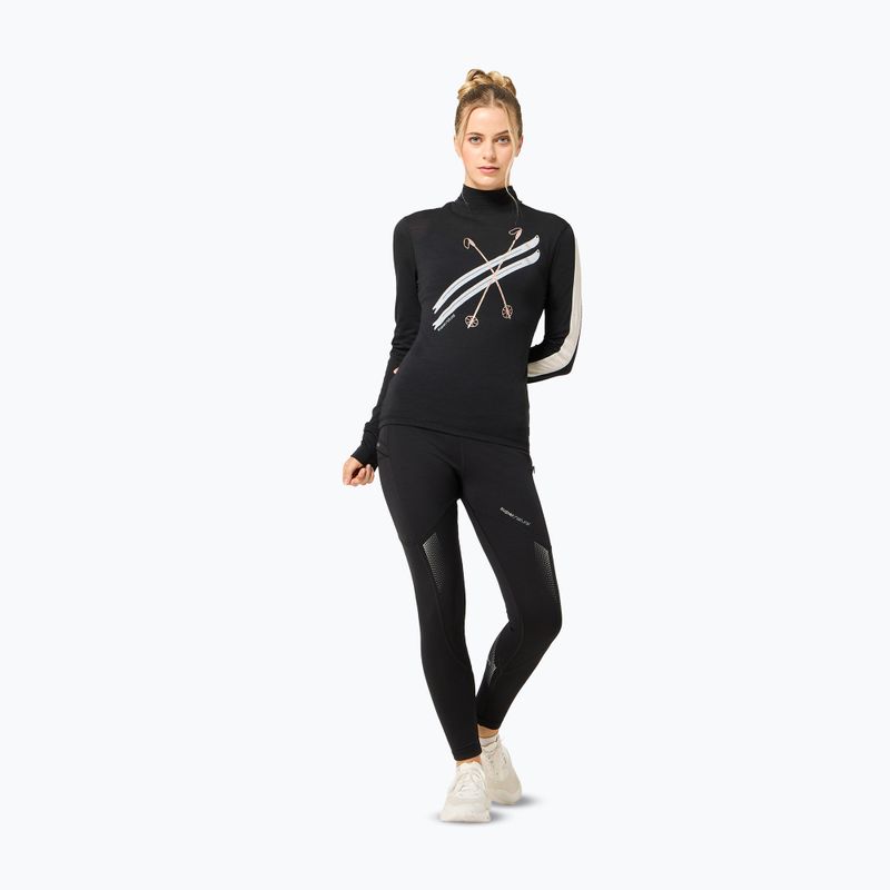 Longsleeve da donna super.natural KryTeeede Col T-Neck Light jet black/white/mountain trail gl/white 2