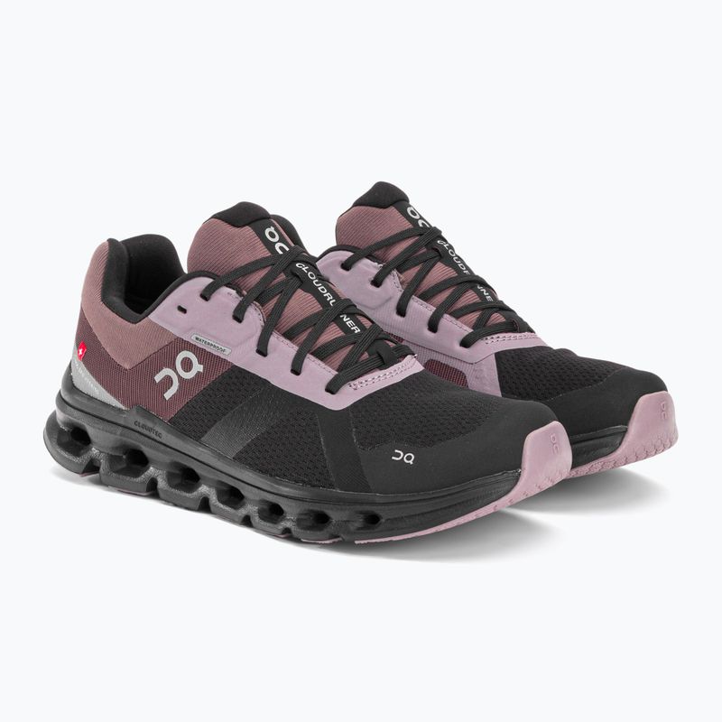 Scarpe da corsa impermeabili da donna On Running Cloudrunner nero/grape 6