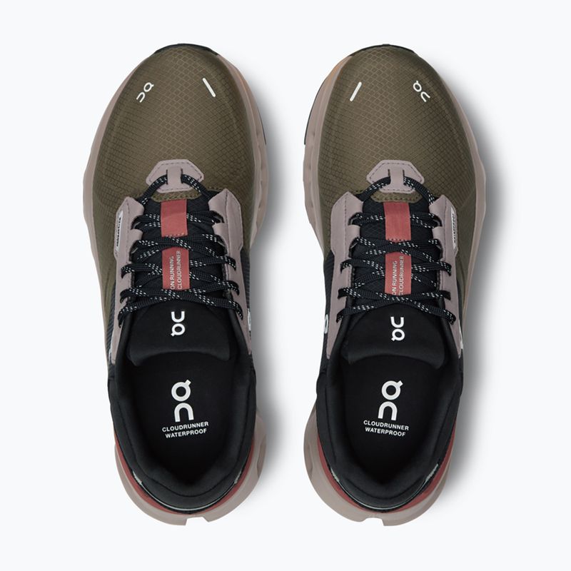 Scarpe da corsa On Cloudrunner 2 Waterproof da donna, oliva/mogano 13