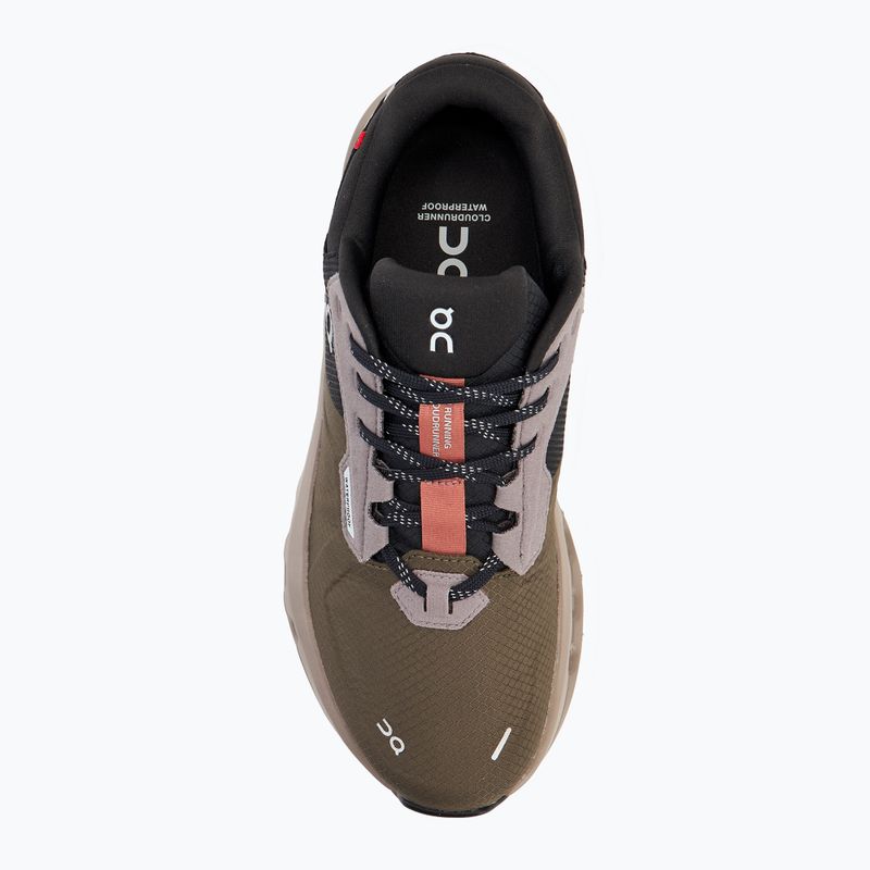 Scarpe da corsa On Cloudrunner 2 Waterproof da donna, oliva/mogano 5