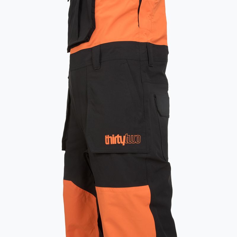Pantaloni da snowboard uomo ThirtyTwo Basement Bib black/orange 3