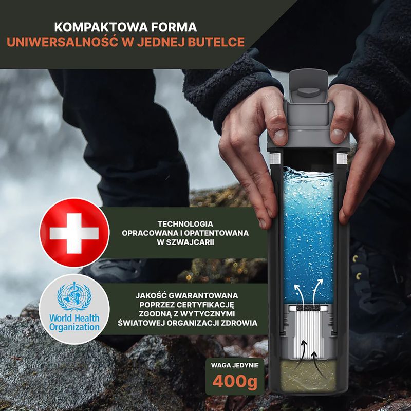 Bachgold Selfpress Waterfilter bottiglia da viaggio 500 ml bianco 2