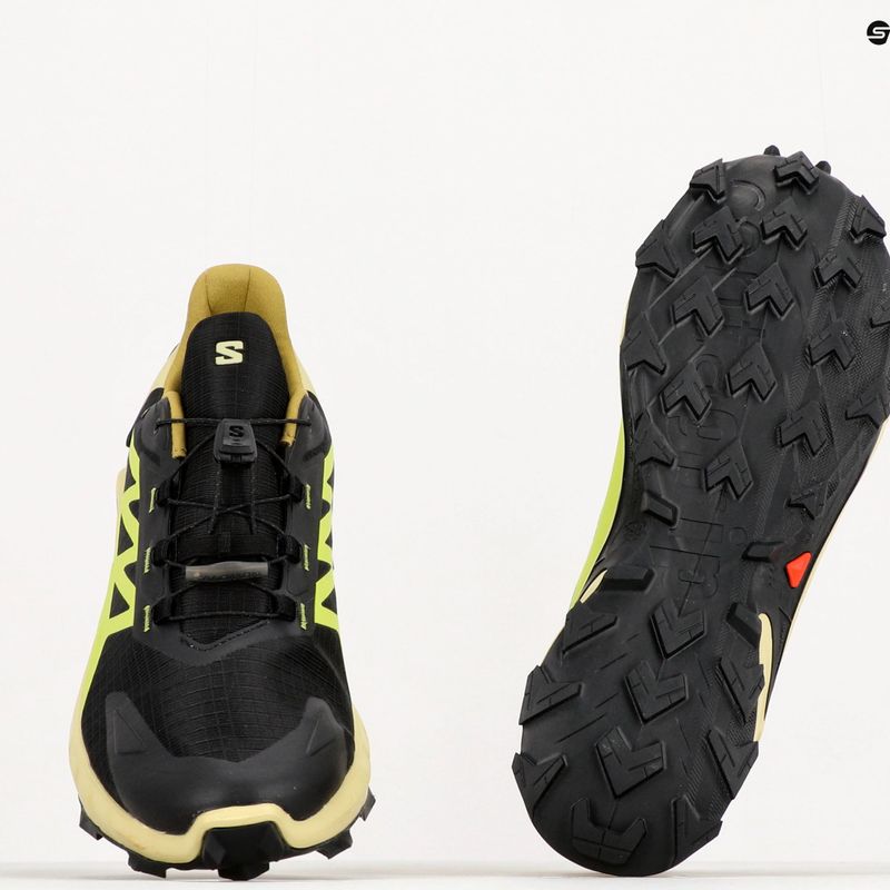 Scarpe da corsa da uomo Salomon Supercross 4 GTX nero/verde chiaro/acido lime 14