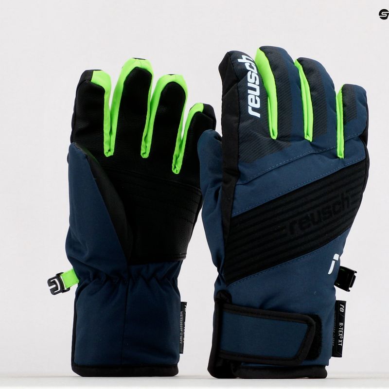 Guanti da sci da bambino Reusch Duke R-TEX XT nero/blu/verde neon 6