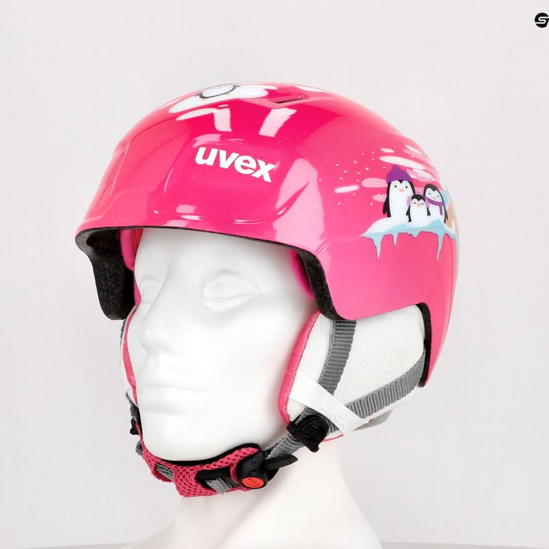 Casco da sci per bambini UVEX Manic pink penguin 11