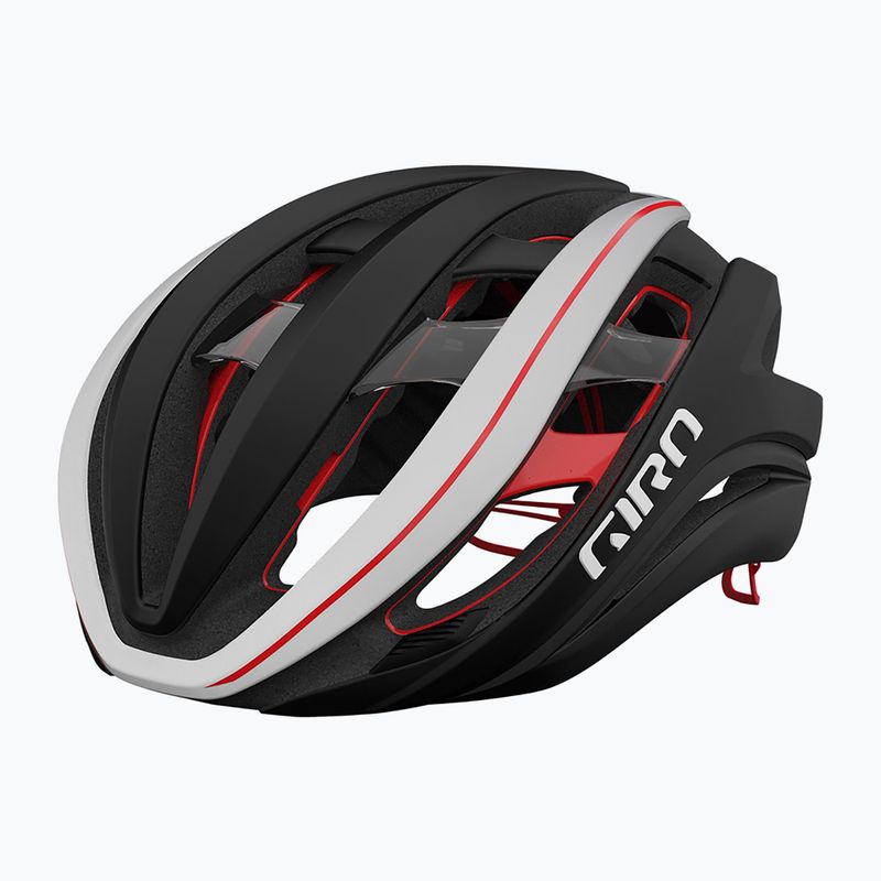 Casco da bicicletta Giro Aether Spherical MIPS nero opaco/bianco/rosso