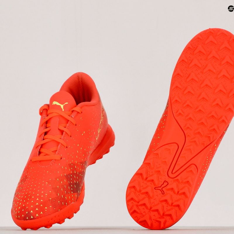 Scarpe da calcio PUMA Ultra Play TT da bambino corallo acceso/luce frizzante/puma nero 10
