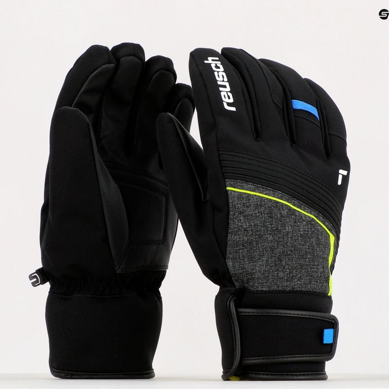 Guanto da sci Reusch Luca R-TEX XT nero melange/giallo sicurezza/blu brillante 8