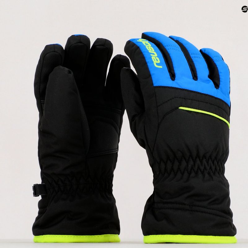 Guanto da sci Reusch Alan 2022 per bambini nero/blu brillante/giallo sicurezza 6