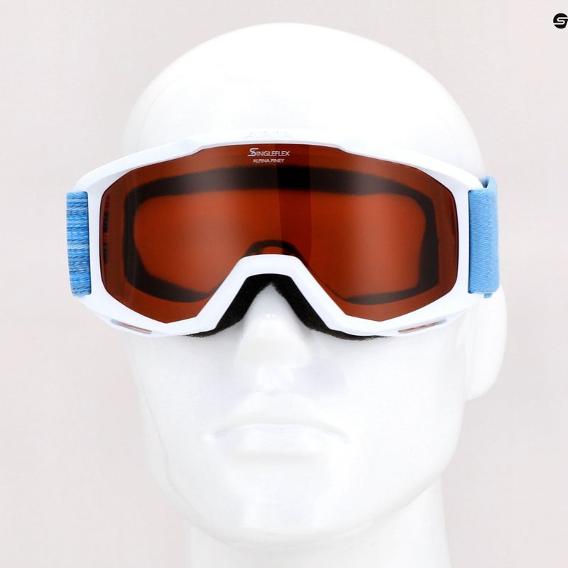 Occhiali da sci Alpina Piney per bambini bianco/blu opaco/arancio 10