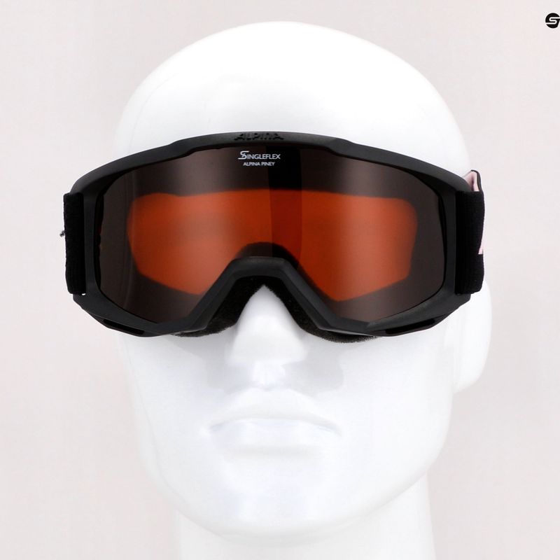 Occhiali da sci Alpina Piney per bambini nero/rosa opaco/arancio 10