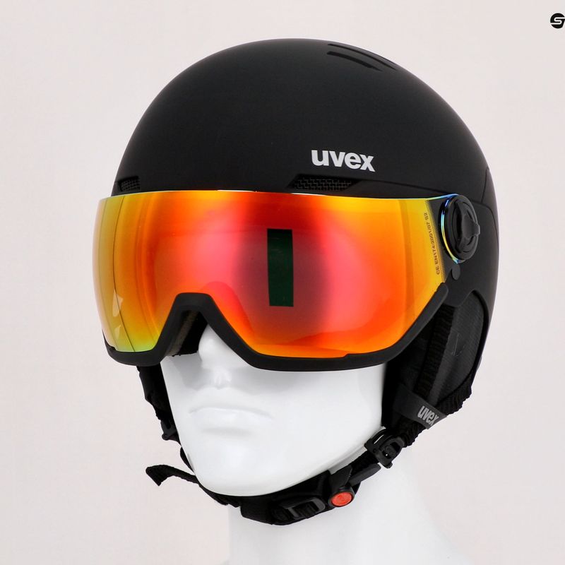 Casco da sci UVEX Wanted Visor nero opaco/rosso specchiato fumo 9