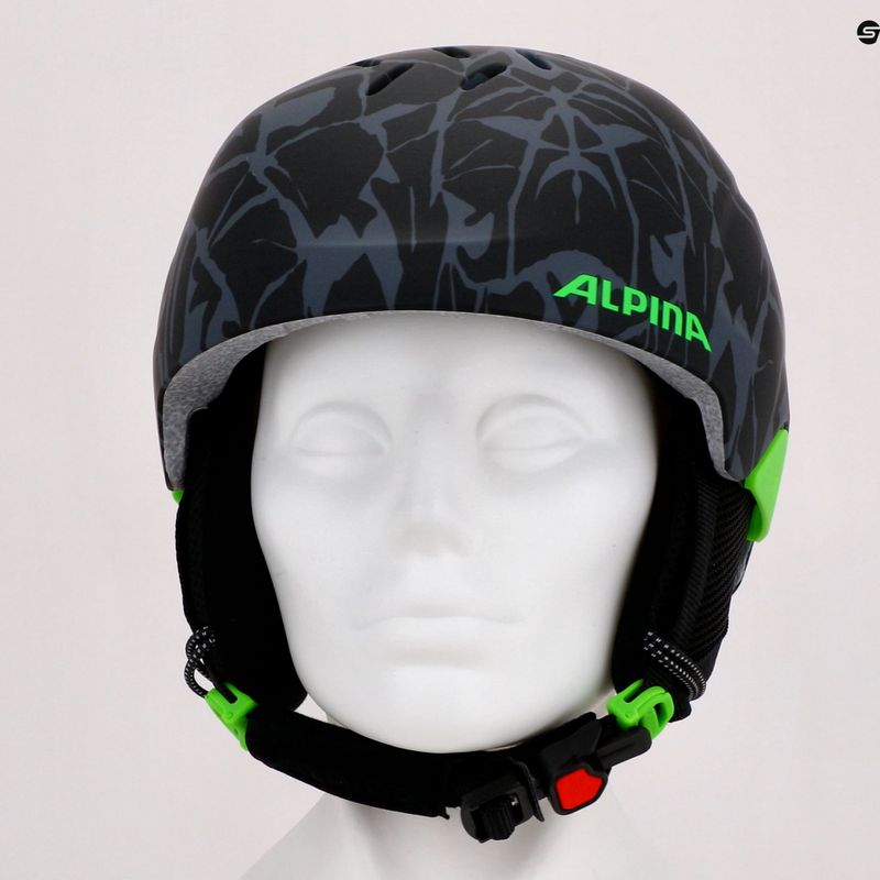 Casco da sci Alpina Pizi per bambini nero/verde camo opaco 15