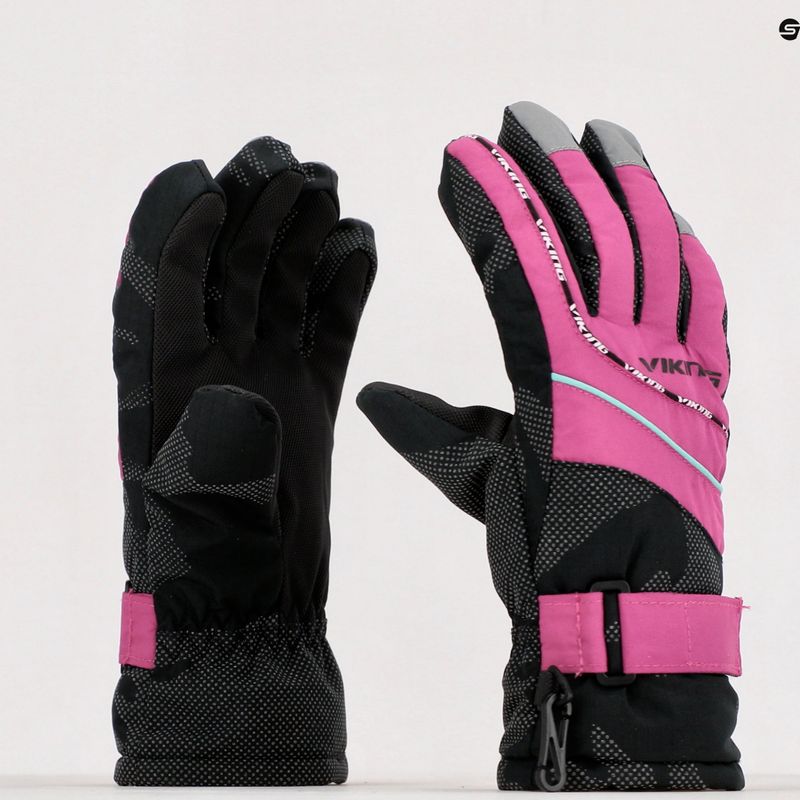 Guanti da sci per bambini Viking Mate fucsia/turchese 9