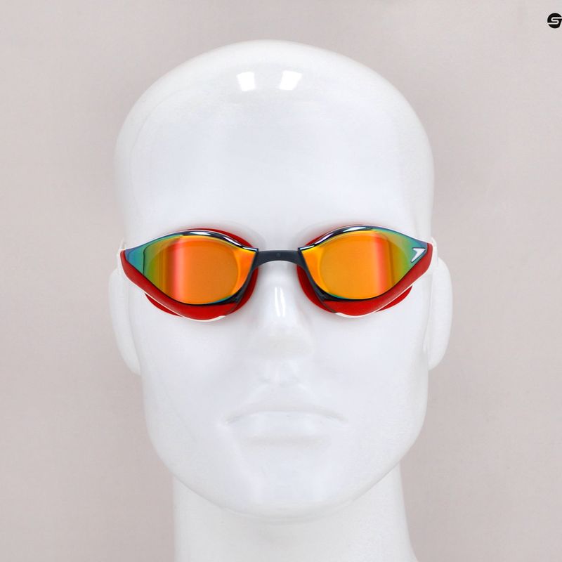 Occhialini da nuoto Speedo Fastskin Pure Focus Mirror bianco/rosso fenice/antracite USA 11