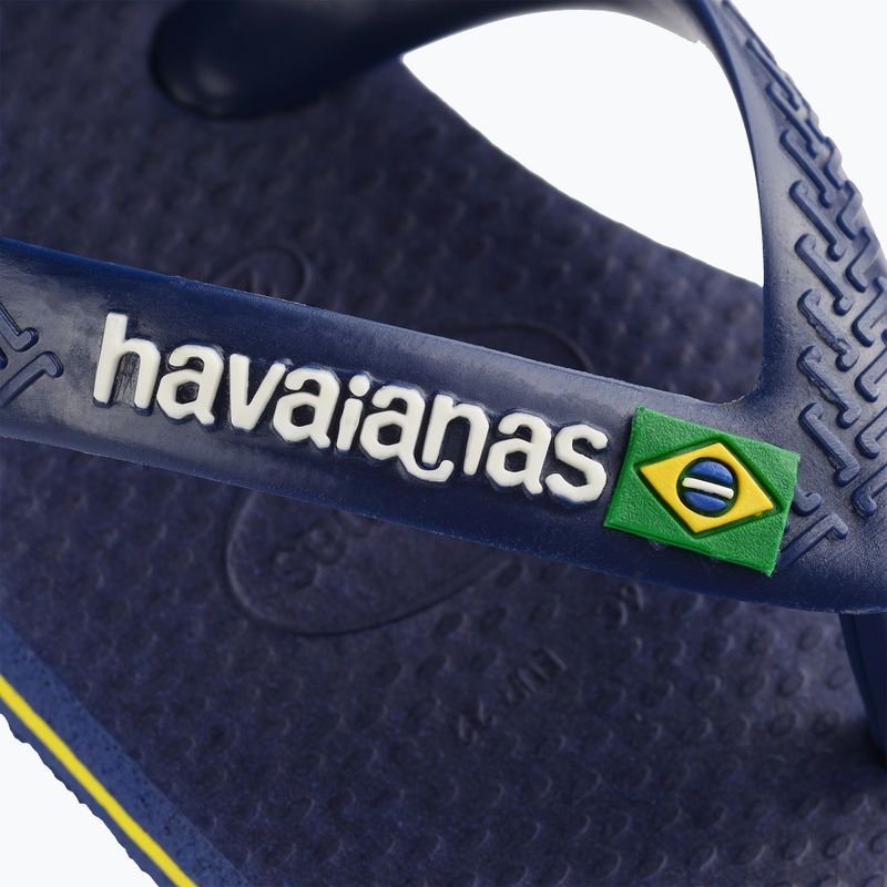 Sandali Havaianas Baby Brasil Logo II blu navy / giallo agrumi per bambini 9