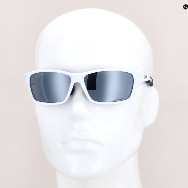 Occhiali da sole UVEX Sportstyle 232 P bianco opaco/polietilene specchiato argento 11