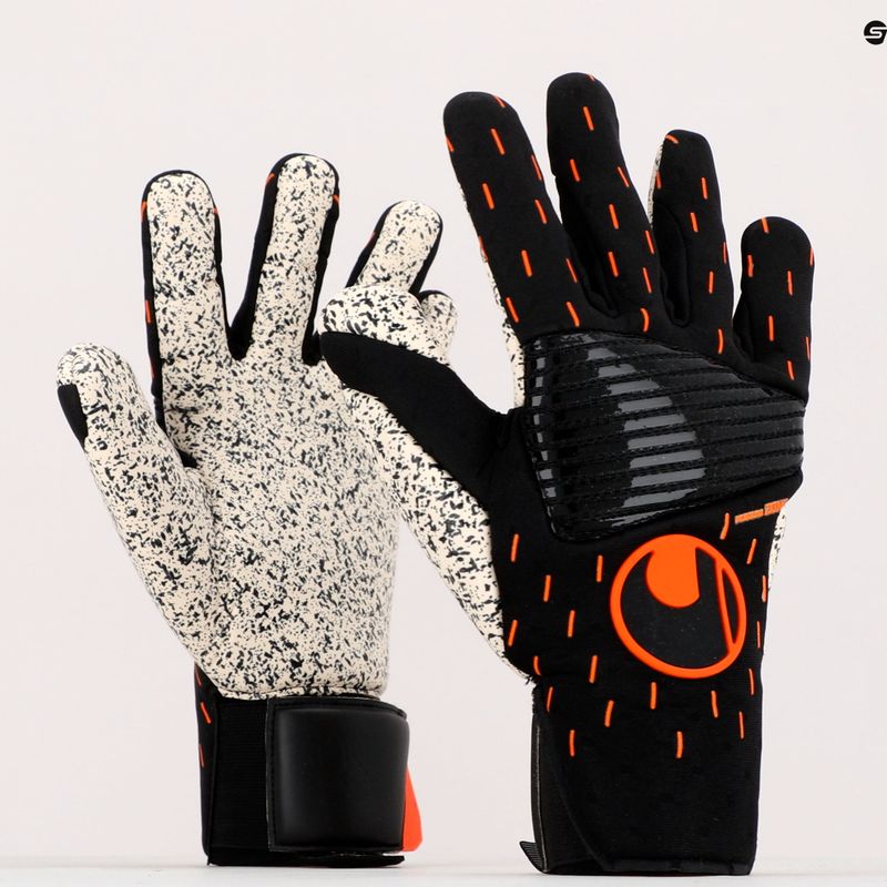 Guanti da portiere Uhlsport Speed Contact Supergrip+ Reflex nero/bianco/arancio neon 9
