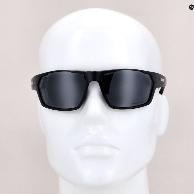 Occhiali da sole UVEX Sportstyle 233 P nero opaco/polavision litemirror argento 10