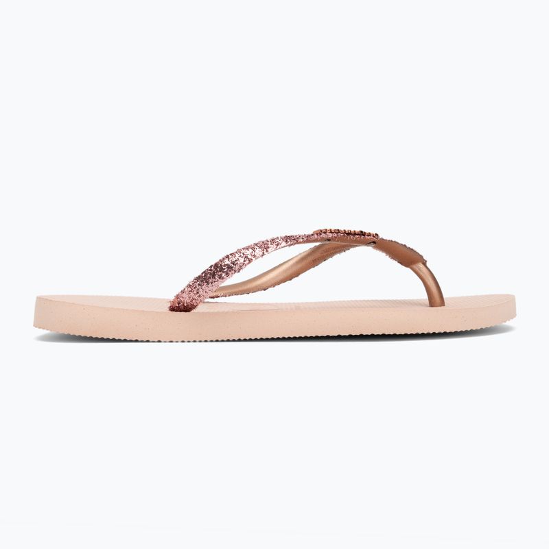 Infradito Havaianas Slim Glitter II da donna, rosa balletto / arrossire dorato 2