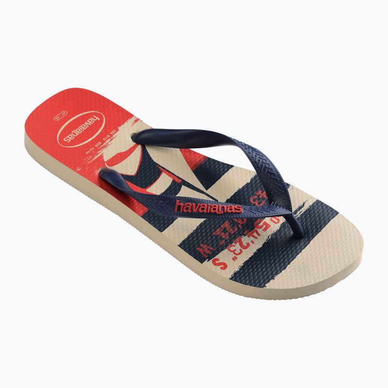 Havaianas Top Nautical infradito beige paglia / blu navy / rosso rubino 8