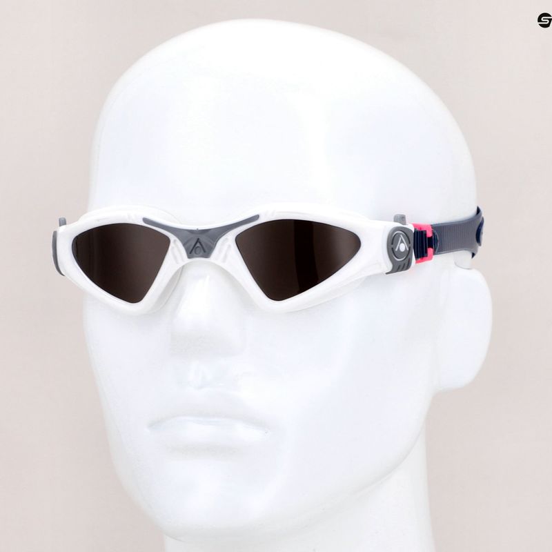 Occhialini da nuoto per bambini Aquasphere Kayenne Compact 2022 bianco/grigio/marrone polarizzato 7