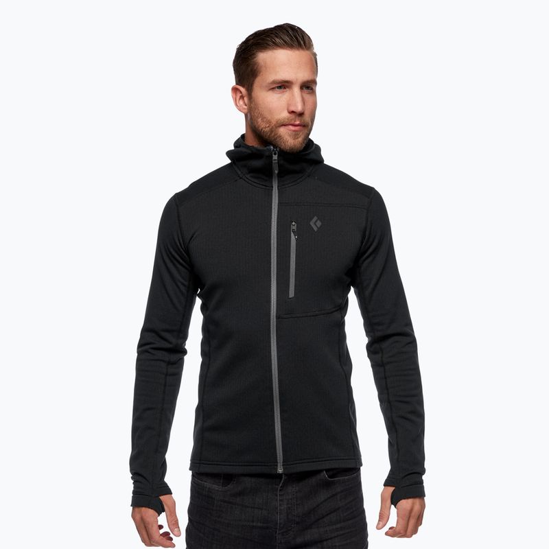 Felpa da trekking da uomo Black Diamond Coefficient Fleece Hoody nero