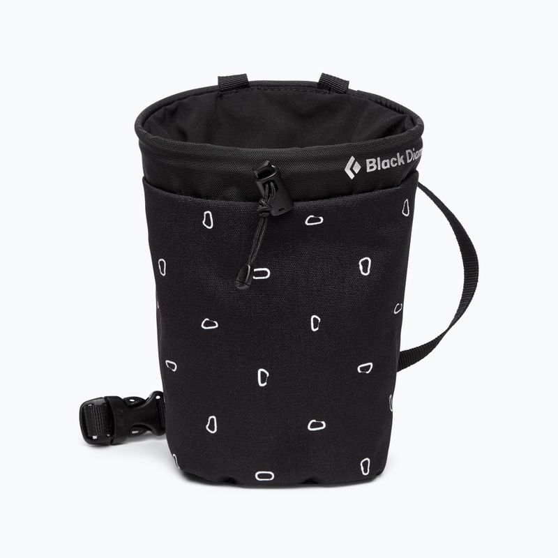 Black Diamond Gym borsa nera con moschettone e stampa della magnesia