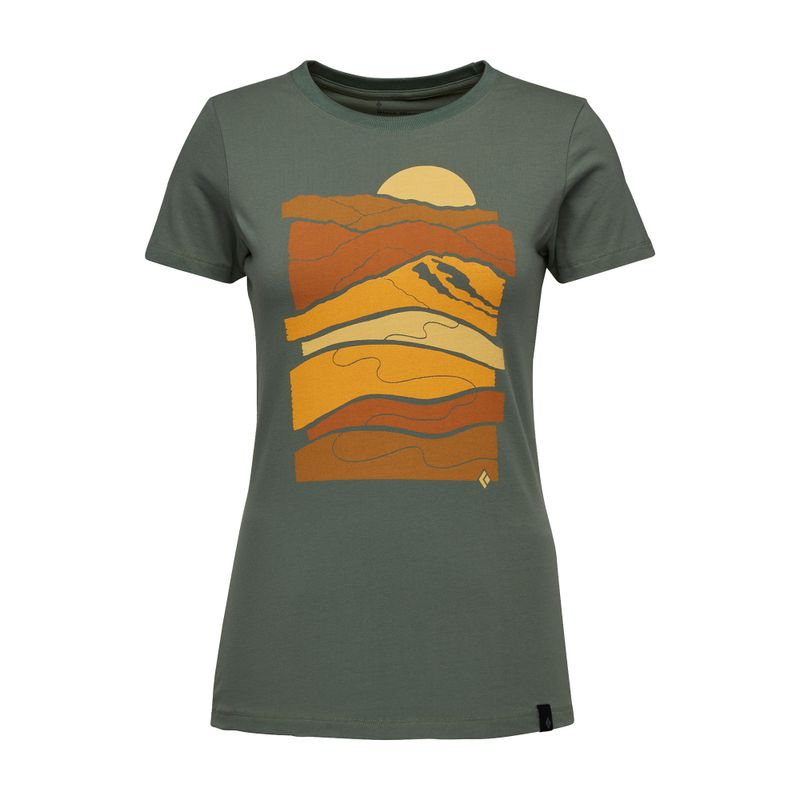 Maglietta da arrampicata da donna Black Diamond Leveled Landscape, verde alloro 4