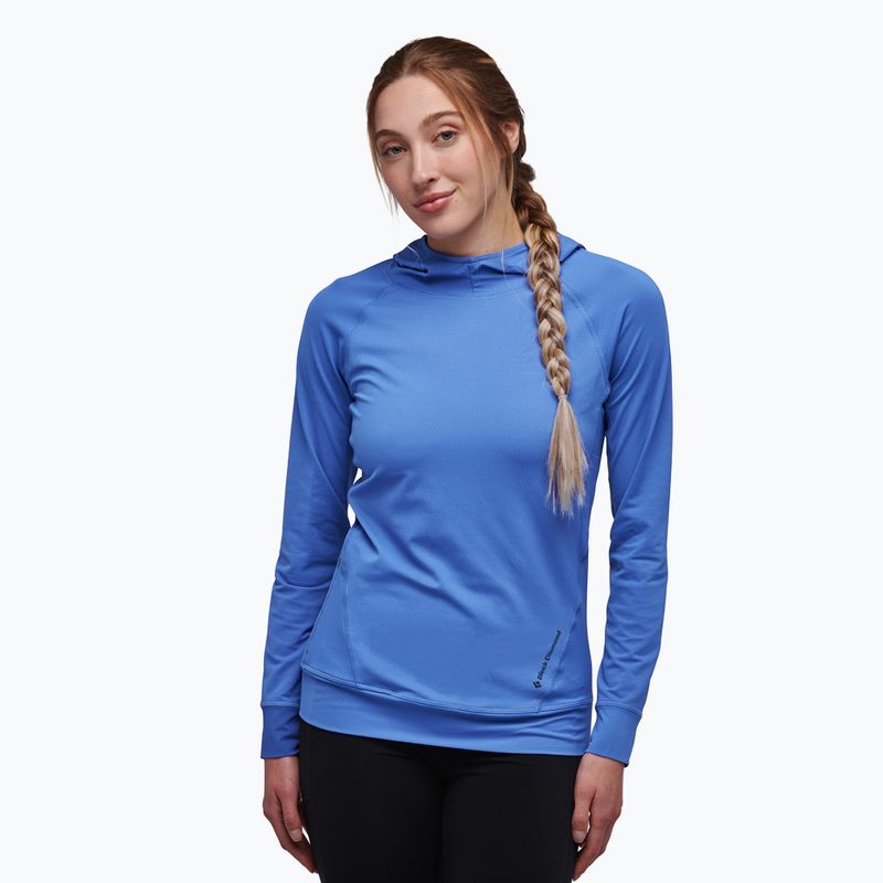 Felpa trekking donna Black Diamond Alpenglow Hoody blu pulito