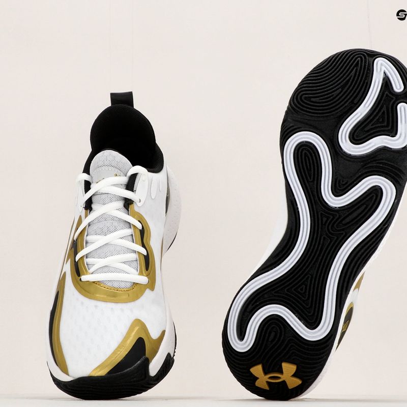 Under Armour Spawn 5 scarpe da basket bianco/nero/oro metallizzato 13
