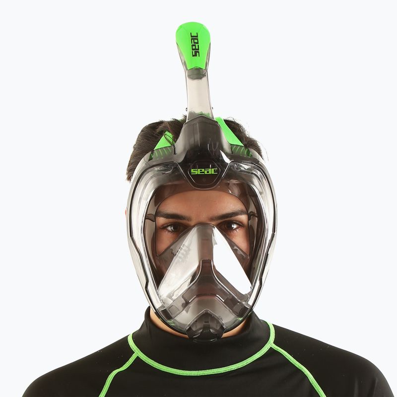 Maschera integrale SEAC Magica grigio chiaro/verde lime per lo snorkeling 7