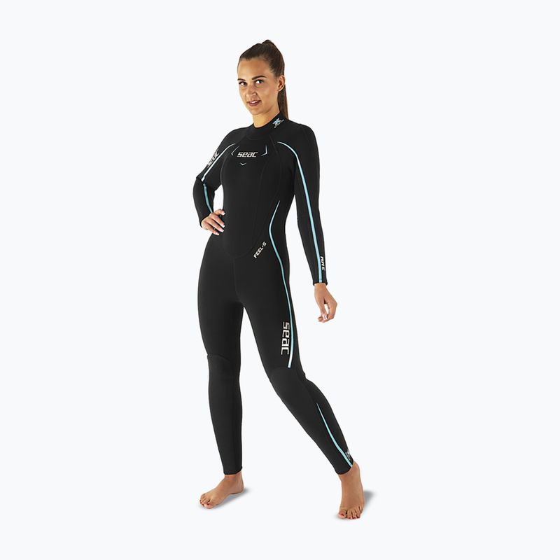 Muta subacquea da donna SEAC Feel-S 3 mm black/light blue 3