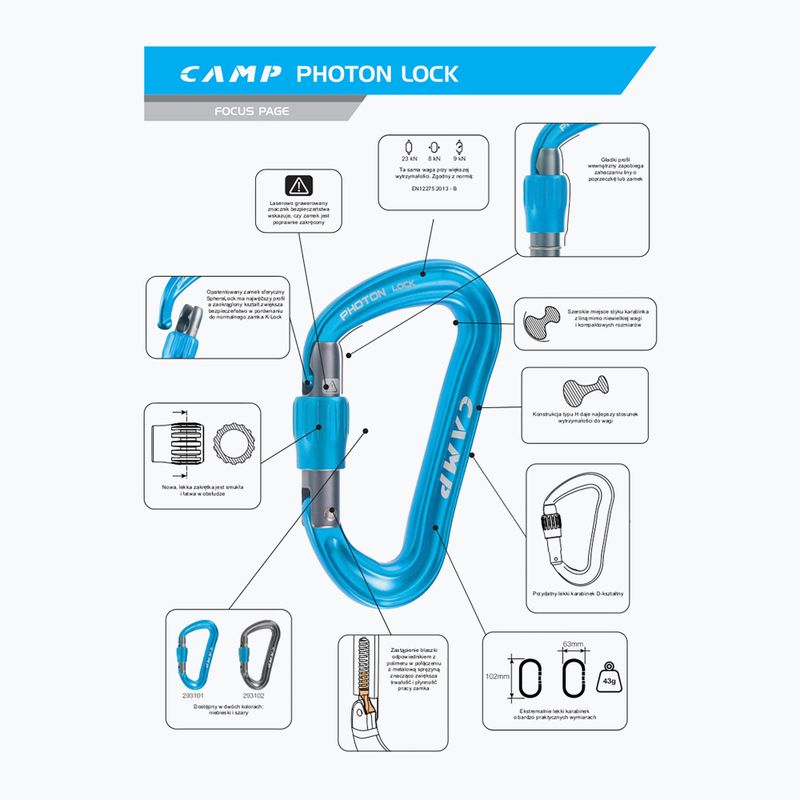 Moschettone CAMP Photon Lock blue 4