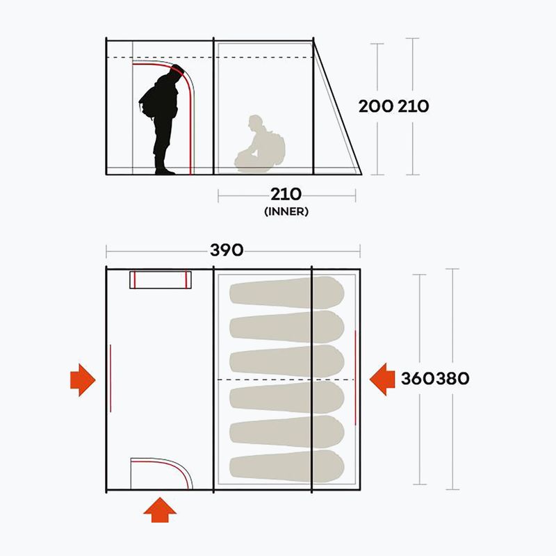 Tenda da campeggio per 6 persone Ferrino Fenix 6 petrol 3