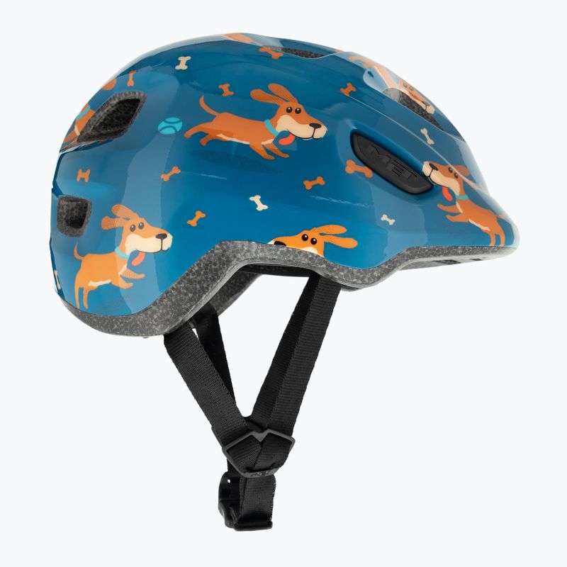 Casco da bicicletta per bambini MET Hooray blu teckel lucido 4