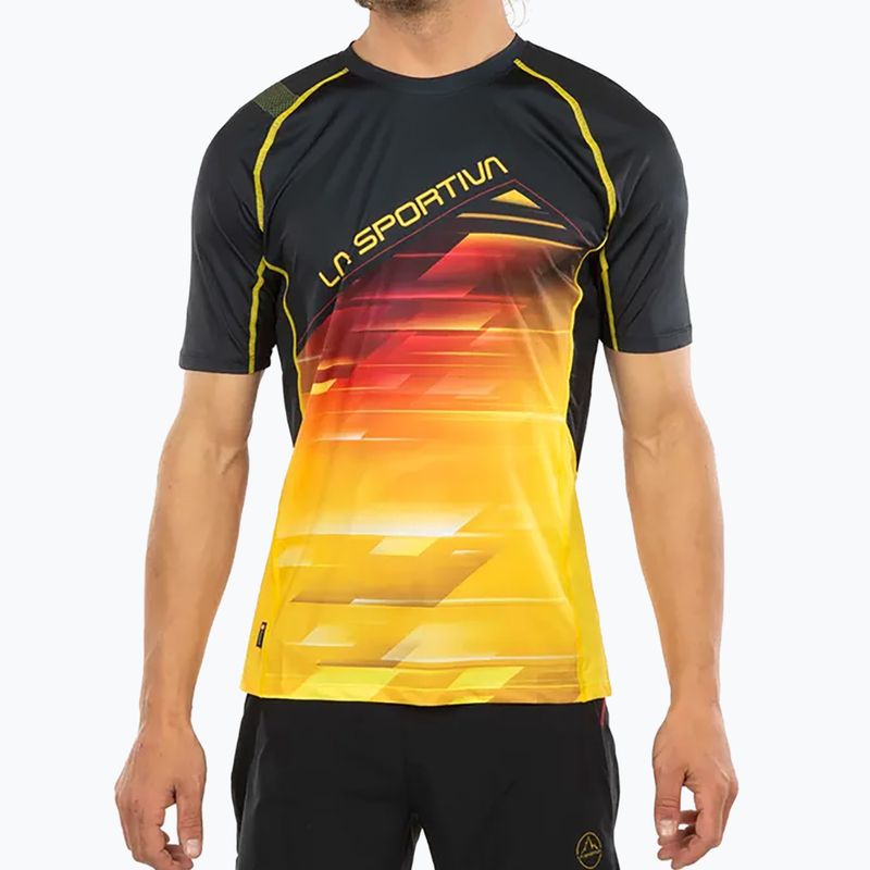 Maglietta da corsa La Sportiva Wave uomo nero/giallo 3