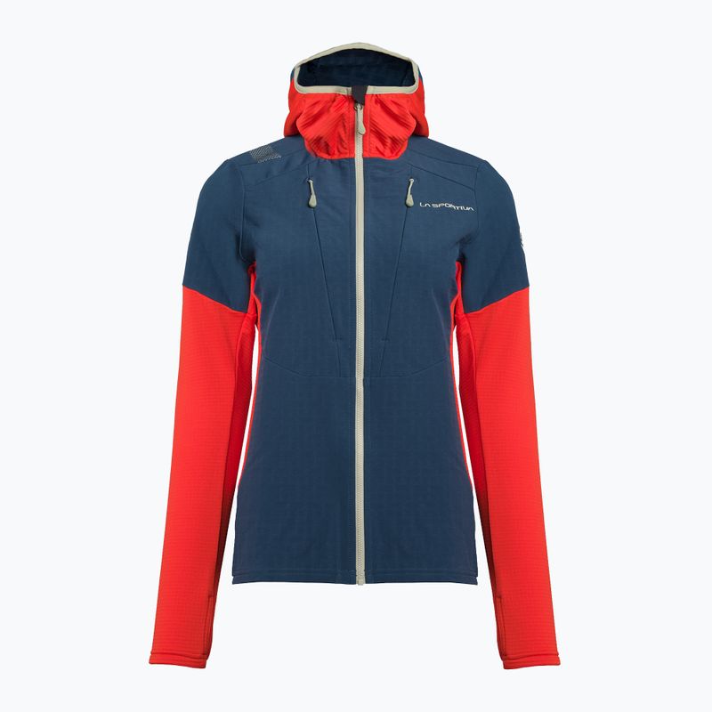 Felpa trekking donna La Sportiva Session Tech Hoody blu tempesta/pomodoro ciliegia