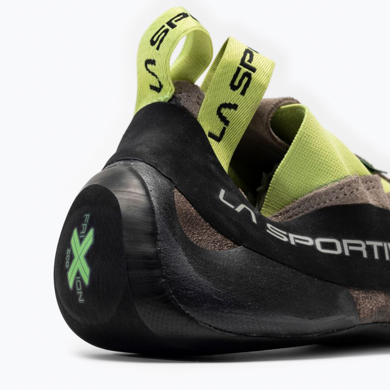 La Sportiva Cobra Eco scarpetta da arrampicata marrone falco/verde mela 8