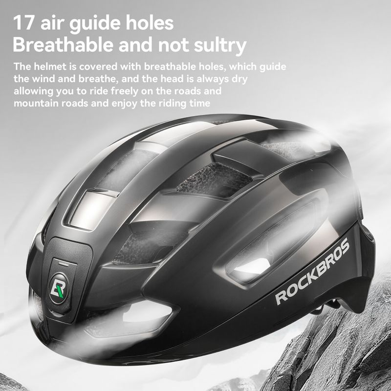 Casco da ciclismo Rockbros 100036001 With Remote Control and Warning Light black 2