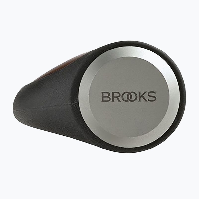 Brooks England Manopole manubrio ergonomiche in pelle marrone 3