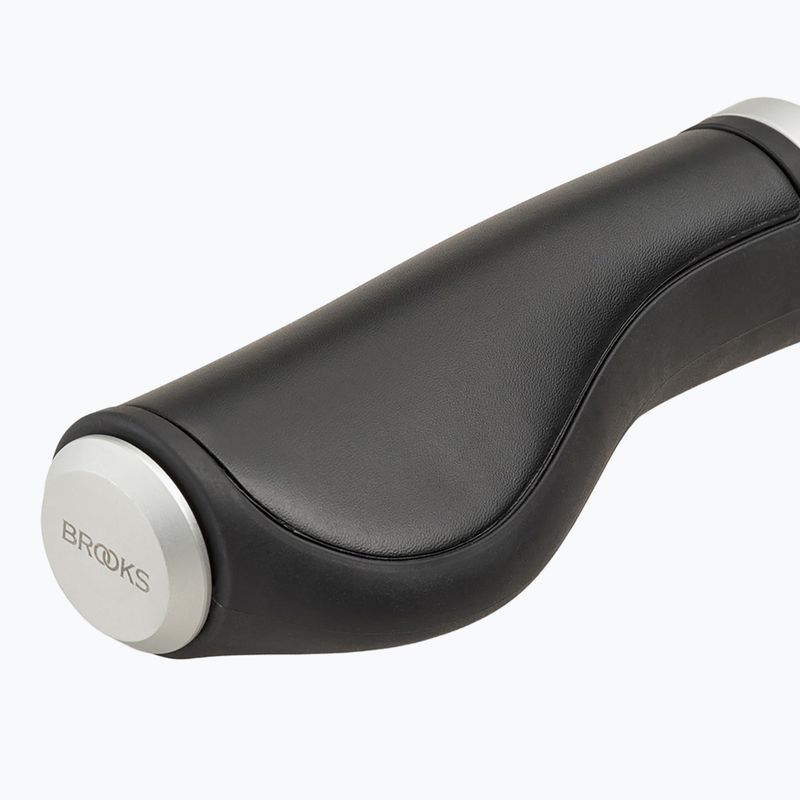 Brooks England Manopole ergonomiche per manubri in pelle nere 2
