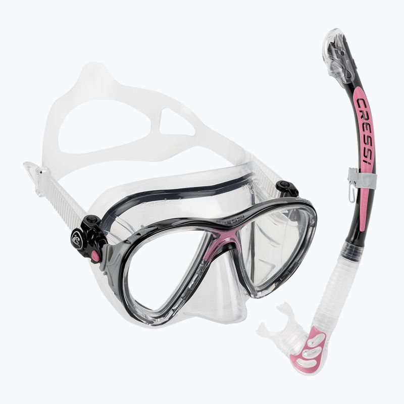Set da immersione Cressi Big Eyes Evolution + Alpha Ultra Dry nero/rosa