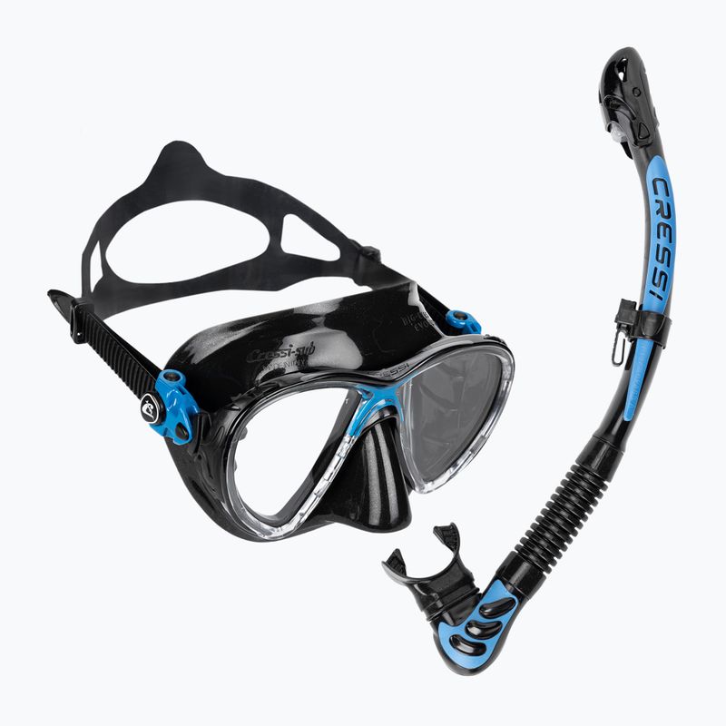 Set da immersione Cressi Big Eyes Evolution + Alpha Ultra Dry nero/blu