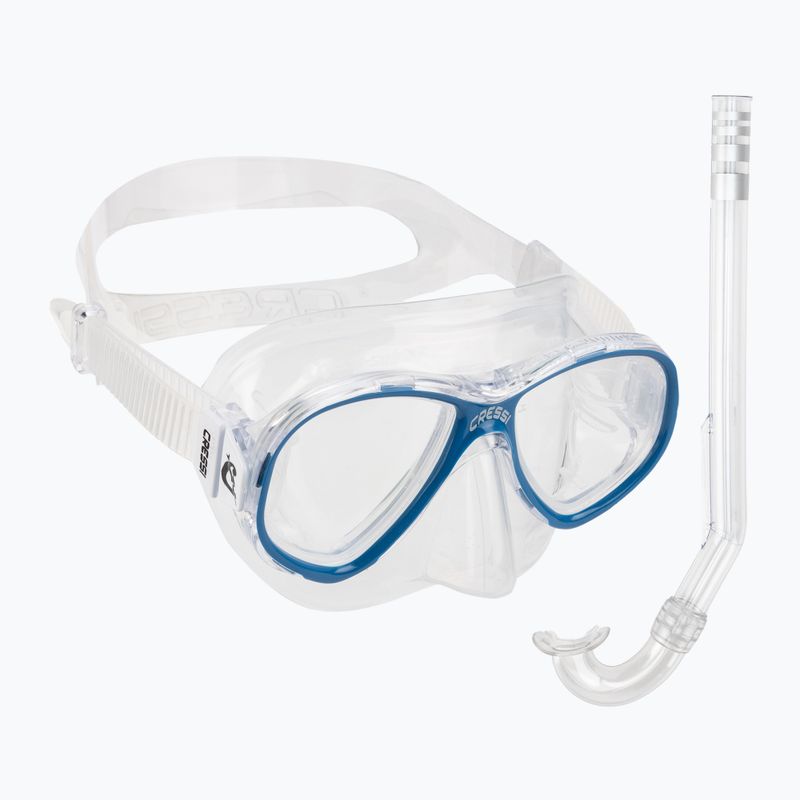 Set da snorkeling per bambini Cressi Perla + Minigringo trasparente/blu