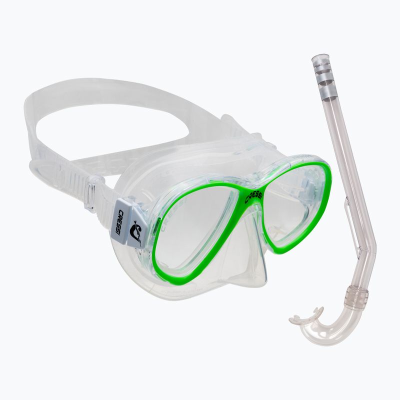 Set da snorkeling per bambini Cressi Perla + Minigringo clear/lime
